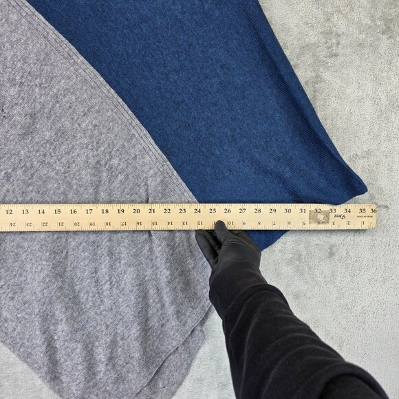 Celeste Poncho Womens One Size Blue Gray Wool Cashmere Blend Colorblock Knit - Picture 5 of 13